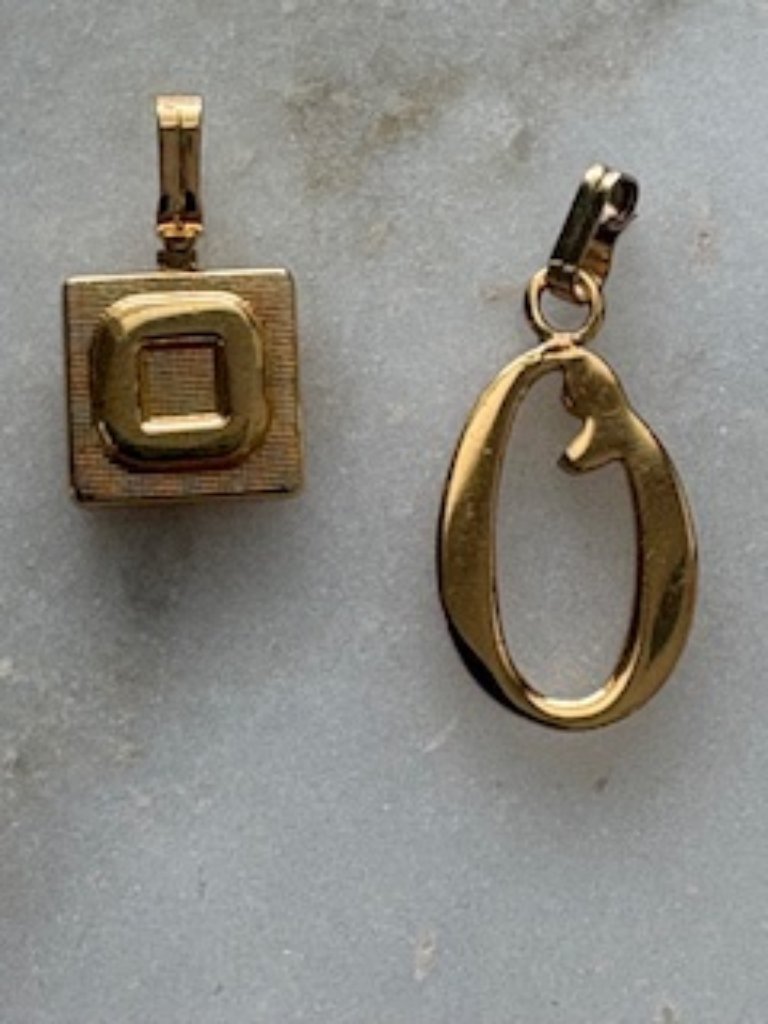 Monet Initial Letter "0" Pendants-Gold Tone Polished-Two Pendants
